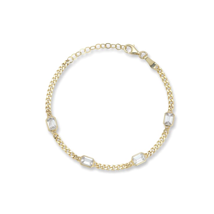 Sterling Statements 14K Yellow Gold Over Sterling Silver Emerald CZ
Station Bracelet