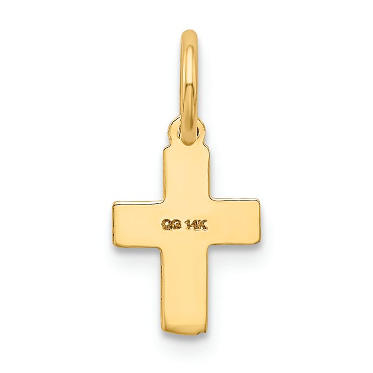 14k Yellow Gold Textured Floral Cross Charm
