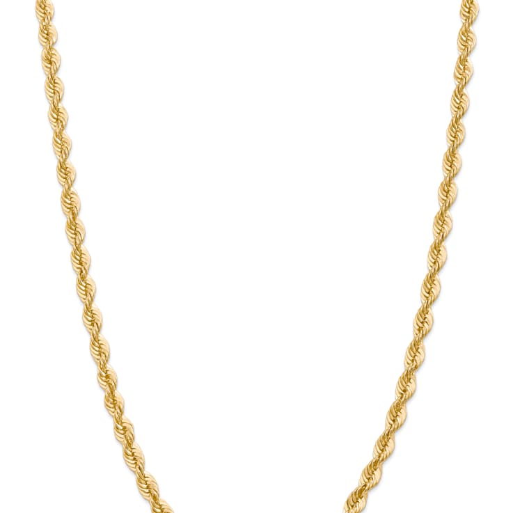 14k Yellow Gold 6mm Solid Rope 28 Inch Chain