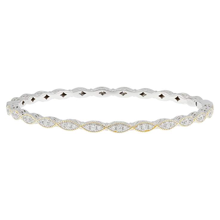 CZ Bangle In Platinum-Enhanced Sterling Silver And 18K Gold Over
Sterling Silver 2.52ctw