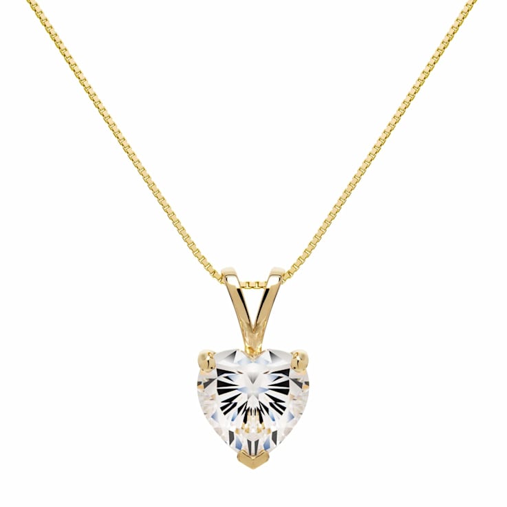 White Cubic Zirconia 14k Yellow Gold Pendant With Chain 2.00ctw