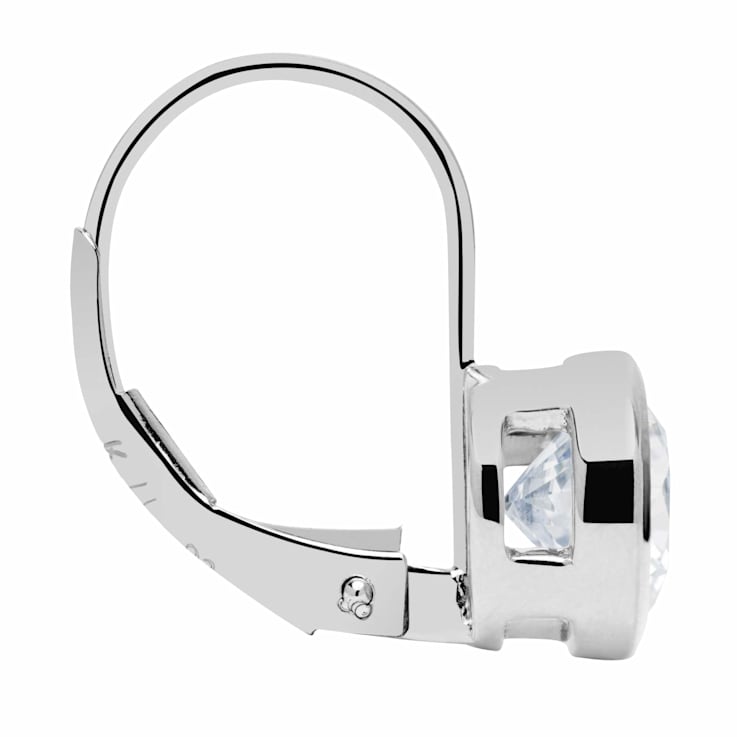 White Cubic Zirconia 14k White Gold Earrings With Velvet Gift Box 2.00ctw