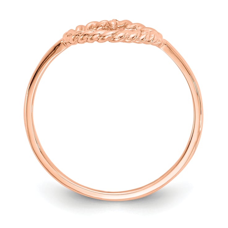 14K Rose Gold Polished and Textured Heart Ring