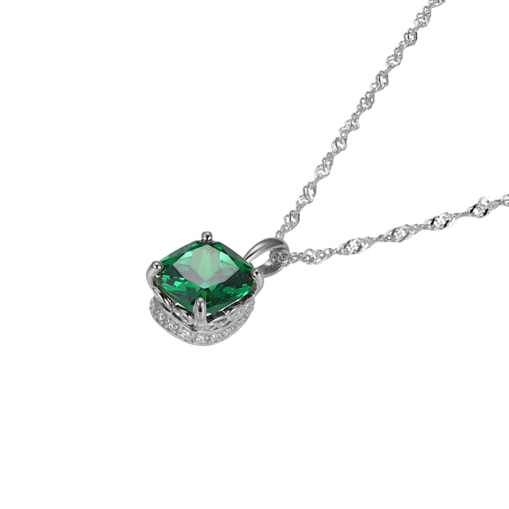 Green And White Cubic Zirconia Platinum Over Silver May Birthstone
Pendant With Chain 5.23ctw