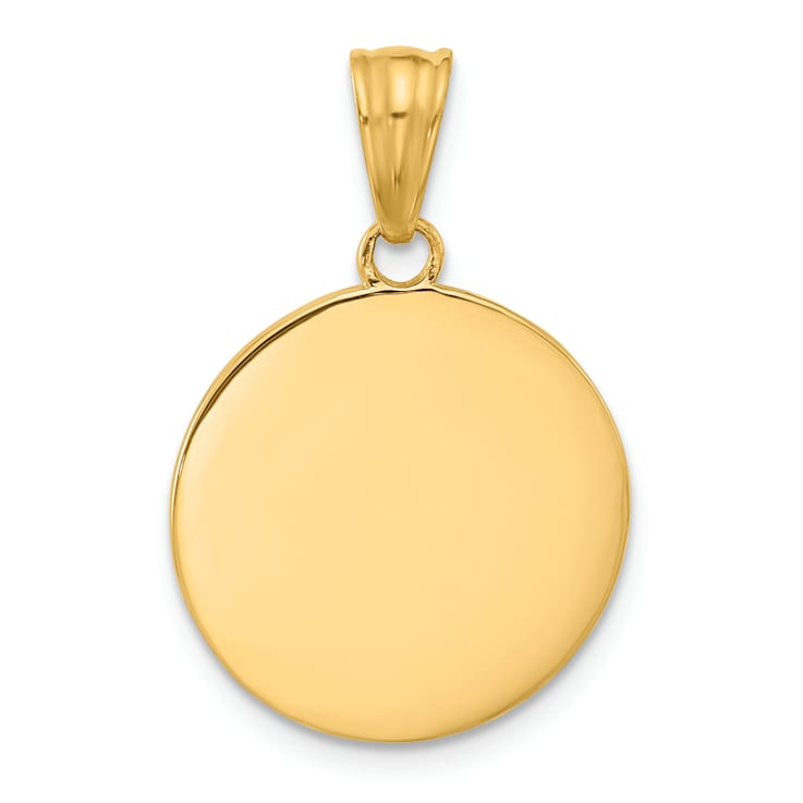 14k Two-tone Gold Diamond-Cut Enameled Sun and Moon Pendant