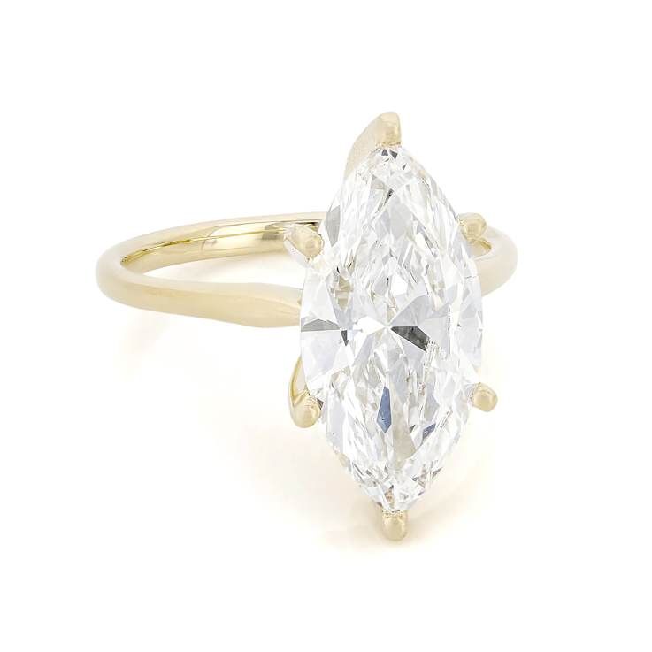 Lab-Grown Diamond Marquise Solitaire Ring In 14K Yellow Gold 4.00ct