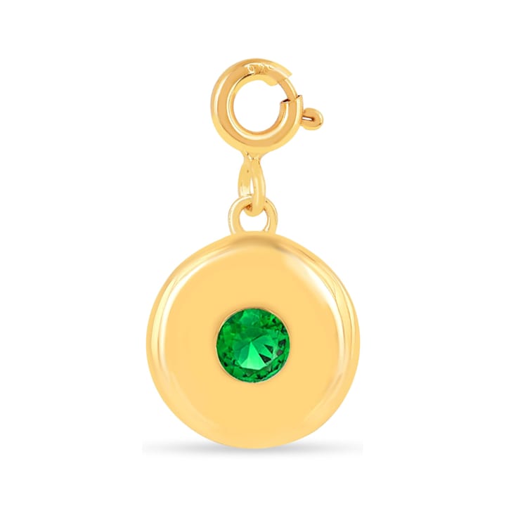 Round Lab Created Emerald 18K Yellow Gold Over Sterling Silver Circle
May Birthstone Charm