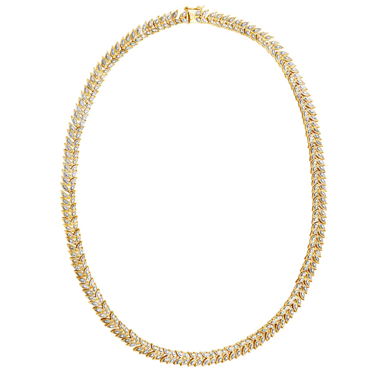 White Diamond Accent 18k Yellow Gold Over Sterling Silver Leaf Necklace