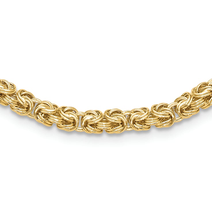 14K Yellow Gold Polished Fancy Byzantine Link Necklace