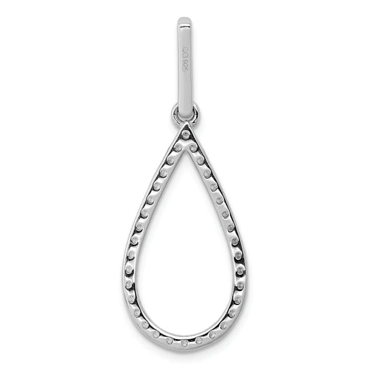 Rhodium Over 10k White Gold 0.48 ctw Diamond Teardrop Pendant