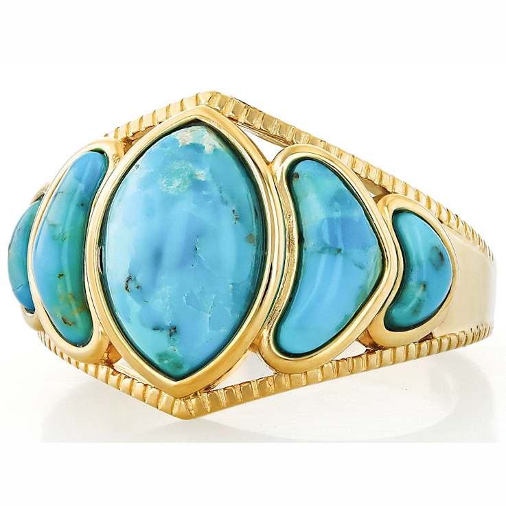 Turquoise Multi-Shape Ring In 18K Gold Over Sterling Silver