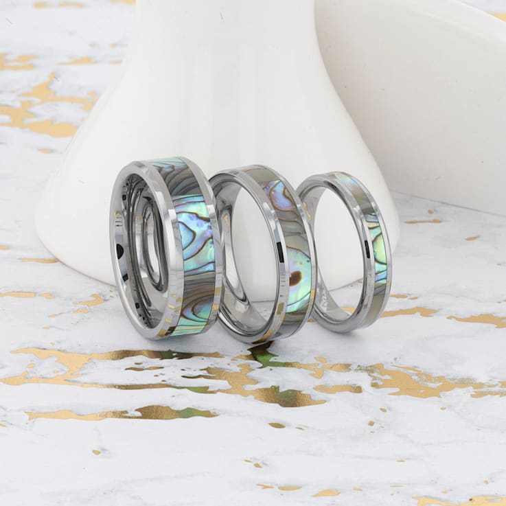MAUI Tungsten Wedding Band with Mother of Pearl Inlay 6mm