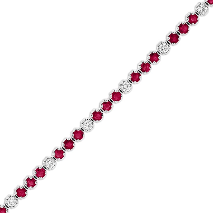 3.09ctw Ruby and Diamond  Bracelet in 14k White Gold