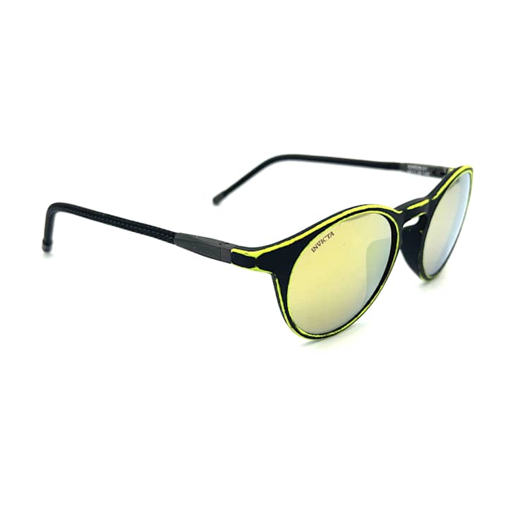 Invicta Black Green Frame with Nylon Arms / Silver Mirrored Lens Sunglasses