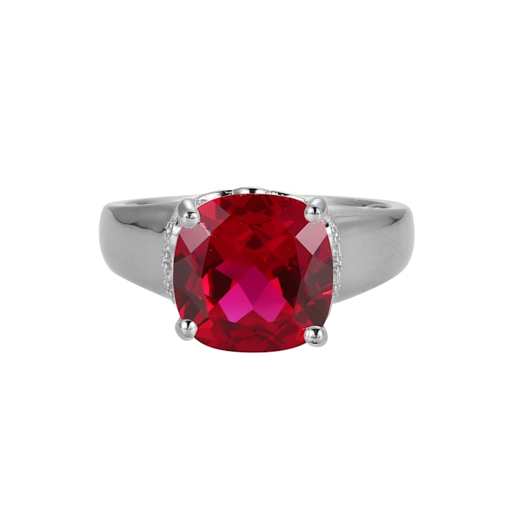 Lab Created Ruby And White Cubic Zirconia Platinum Over Silver July
Birthstone Ring 4.42ctw