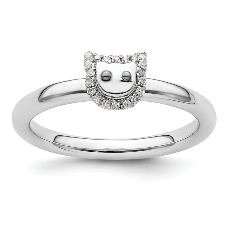 Sterling Silver Stackable Expressions Cat Diamond Ring Sterling Silver Stackable Expressions Cat Diamond Ring