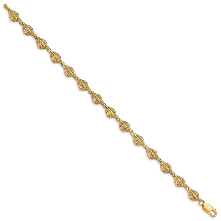 14k Yellow Gold Textured Conch Shell Bracelet