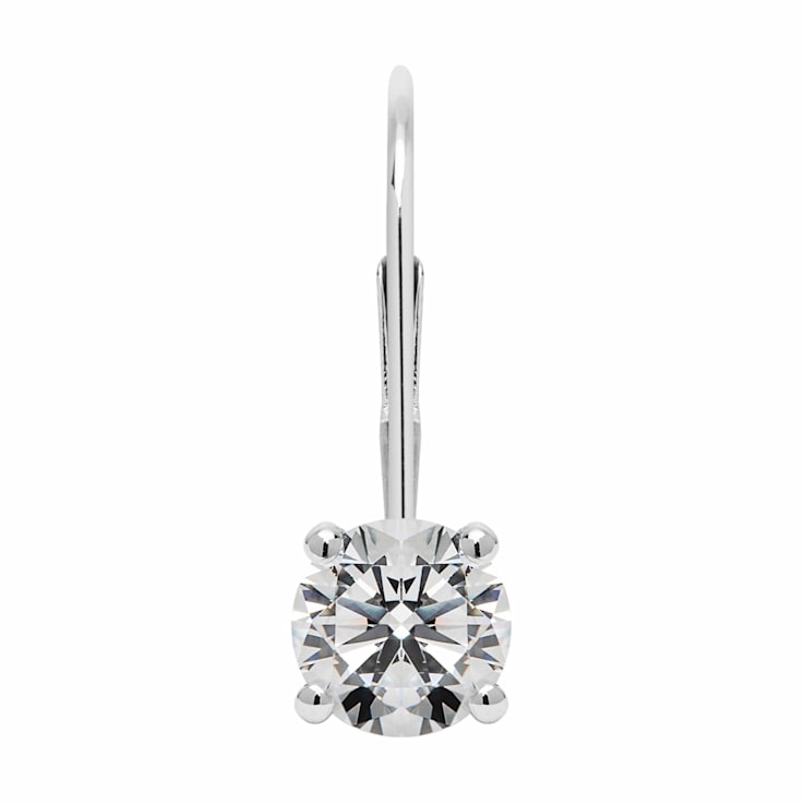 White Cubic Zirconia 14k White Gold Earrings With Velvet Gift Box 1.00ctw
