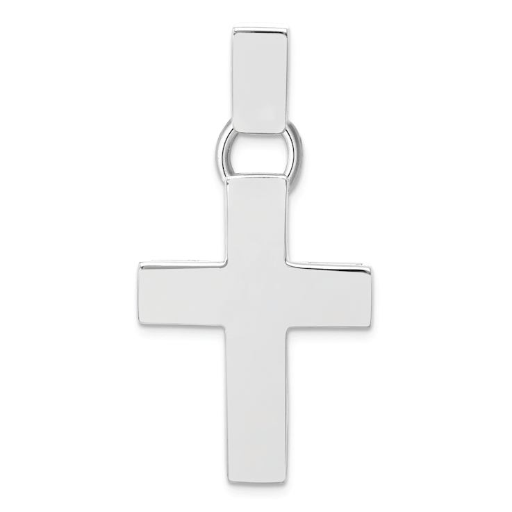 Rhodium Over 14k White Gold Modern Cross Pendant