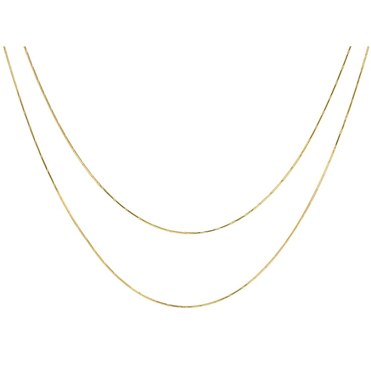 Snake ChaIn Necklace With Diamond-Cut Stations Set Of Two In 18K Gold
Over Sterling Silver