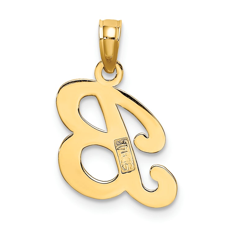 14k Yellow Gold Script Letter B Initial Pendant