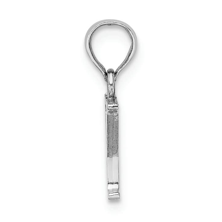 Rhodium Over 14k White Gold Polished Block Letter Y Initial Pendant