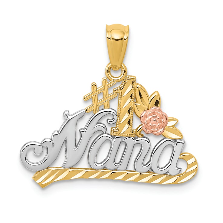14k Yellow and Rose Gold with Rhodium Over 14k Yellow Gold Diamond-Cut
#1 Nana with Rose Pendant