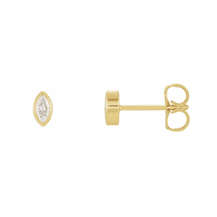 14K Yellow Gold Marquise Diamond Solitaire Stud Earrings