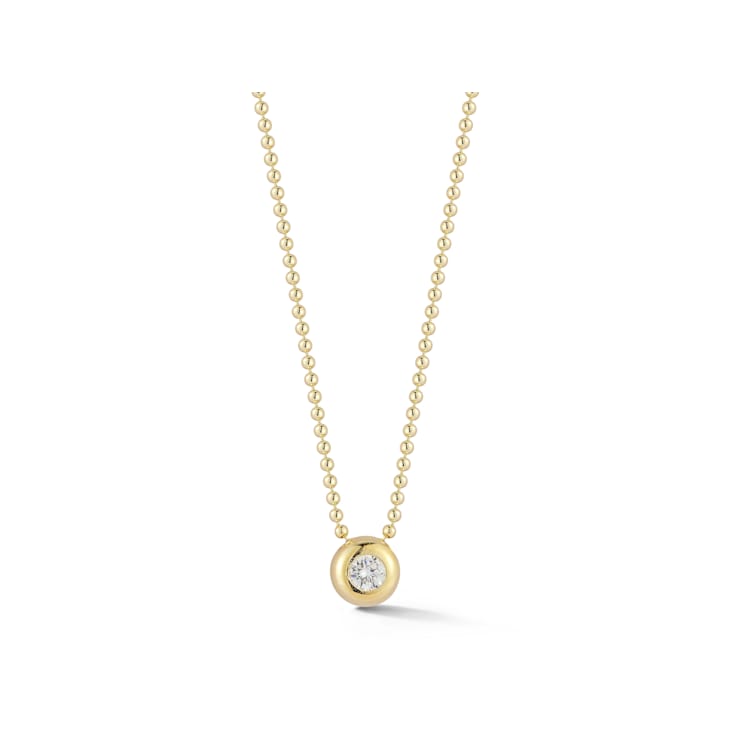 Sterling Statements 14K Yellow Gold Over Sterling Silver Round CZ
Solitaire Necklace with Bead Chain