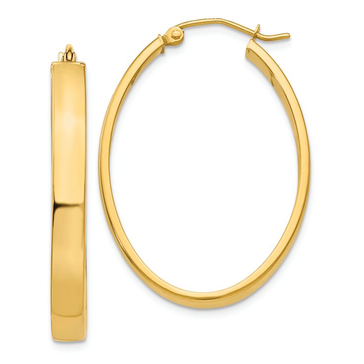 14k Yellow Gold 13/16" Oval Hoop Earrings