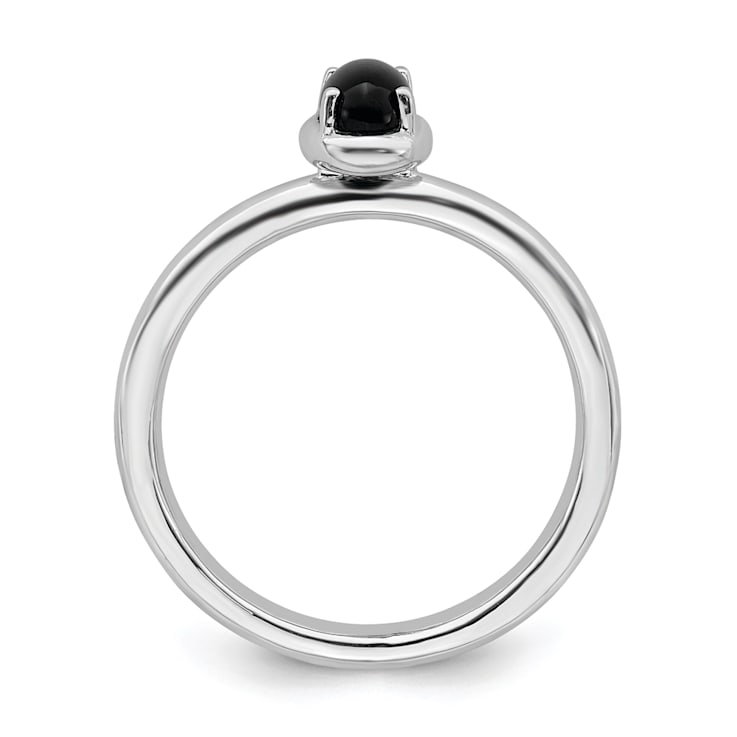 Sterling Silver Stackable Expressions Onyx Polished Ring
