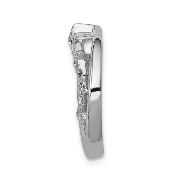 Rhodium Over 14k White Gold Diamond Stars Chain Slide Pendant