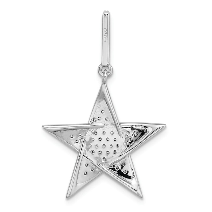 Rhodium Over 14k White Gold Polished Diamond Star Pendant