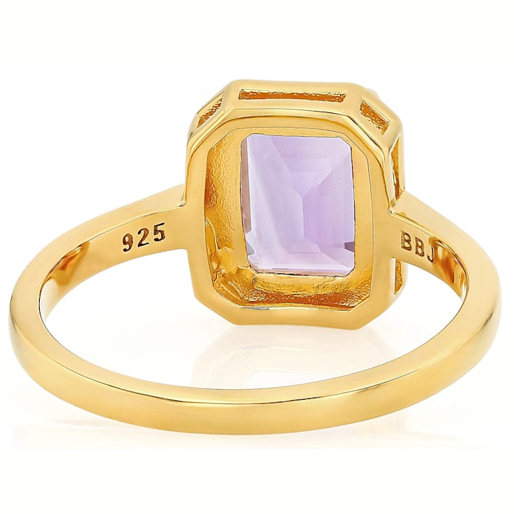 Canela Amethyst Solitaire Ring In 18K Gold Over Sterling Silver