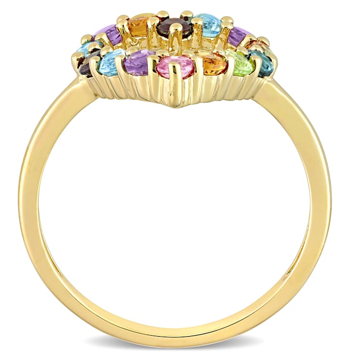 Multi Gem 10K Yellow Gold Ring 0.77ctw