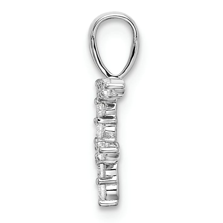 Rhodium Over 14K White Gold Lab Grown Diamond Letter F Initial Pendant