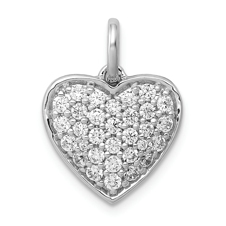 Rhodium Over 14k White Gold Diamond Heart Pendant