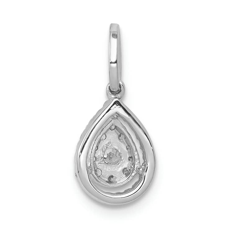Rhodium Over 10k White Gold 0.242 ctw Diamond Teardrop Pendant