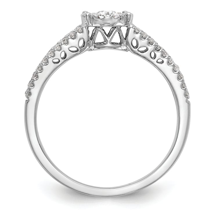 Rhodium Over 14K White Gold Diamond Cluster Engagement Ring 0.47ctw