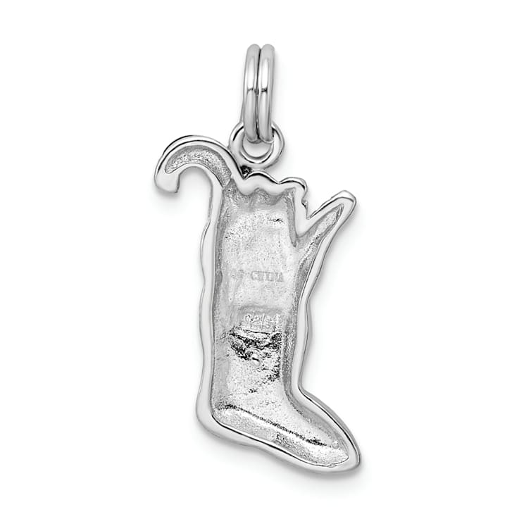 Rhodium Over Sterling Silver Enamel Stocking Charm