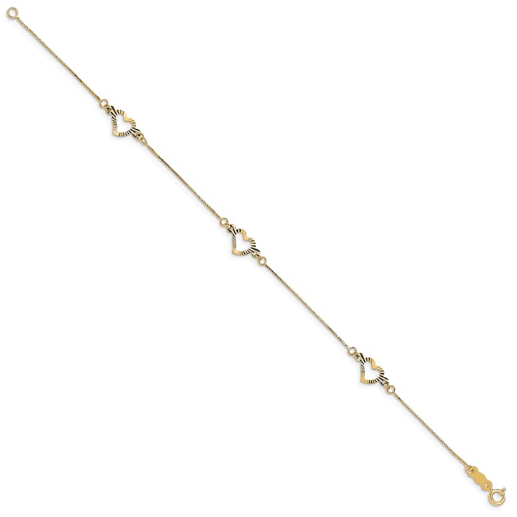14K Yellow Gold Fancy Heart Bracelet