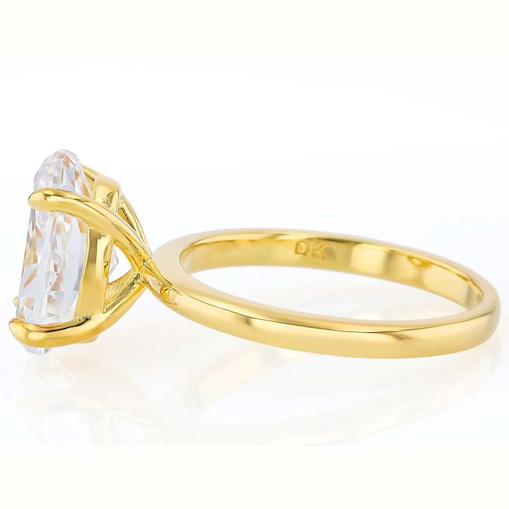 Oval CZ Solitaire Statement Ring In 18K Gold Over Sterling Silver