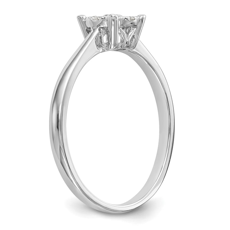 Rhodium Over 14K White Gold Lab Grown Diamond Cluster Engagement Ring 0.235ctw