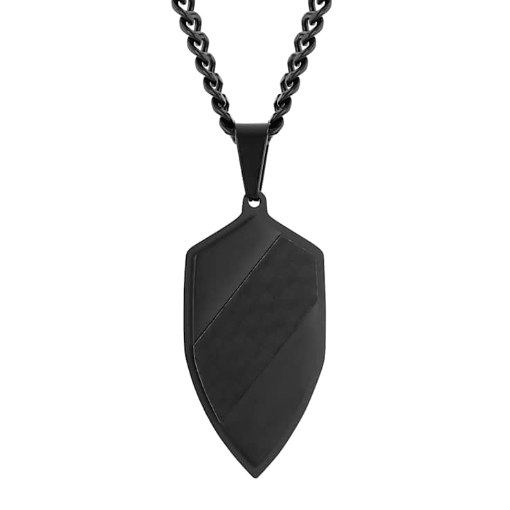Robert Alton Men's Shield Pendant With Chain In Black Ion-Plated
Stainless Steel
