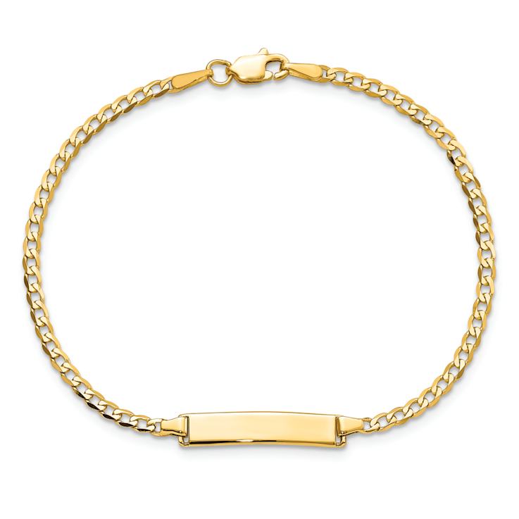 10k Yellow Gold Flat Curb Link ID Bracelet