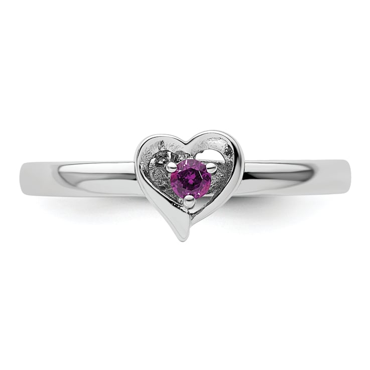 Sterling Silver Stackable Expressions Rhodolite Heart Ring 0.09ctw