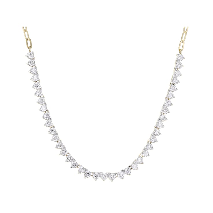 DaInty Lab-Grown Diamond Station Necklace 1ctw In 14K Gold Over Sterling Silver