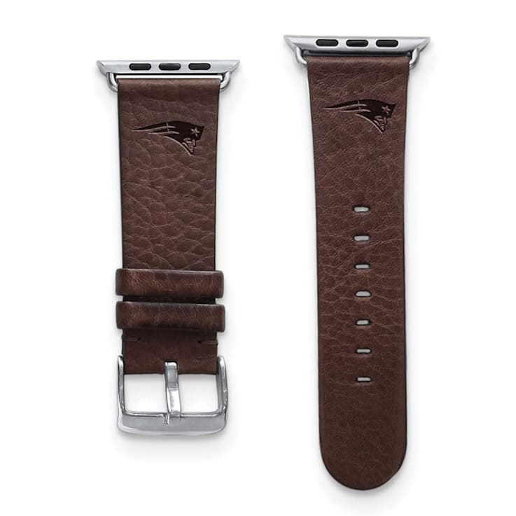 Gametime New England Patriots Leather Band fits Apple Watch (38/40mm M/L
Brown). Watch not included.