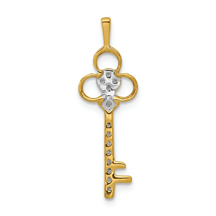 Rhodium Over 14K Yellow Gold with White Rhodium Diamond Club Key Pendant