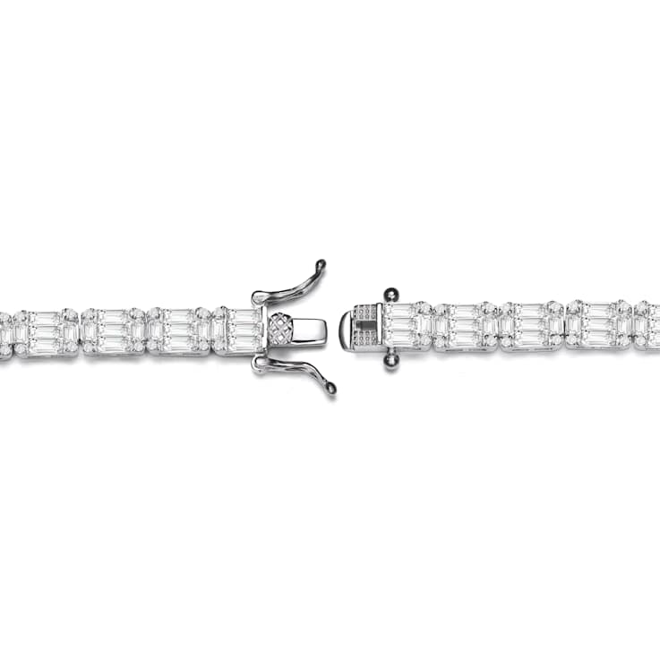CZ Cluster Tennis Bracelet In Sterling Silver